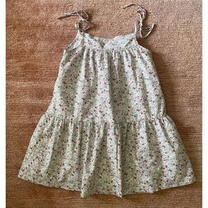 Busy Bees Girls Floral  Cotton Tie Shoulders Dress Size 10 Made in Hong Kong